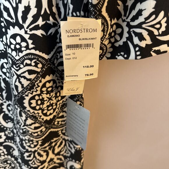 Eliza‎ J Black & White Shift Dress Womens 10 Corpcore Classic Graduation - Picture 4 of 11